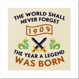 1909 The Year A Legend Was Born Dragons and Swords Design Posters and Art